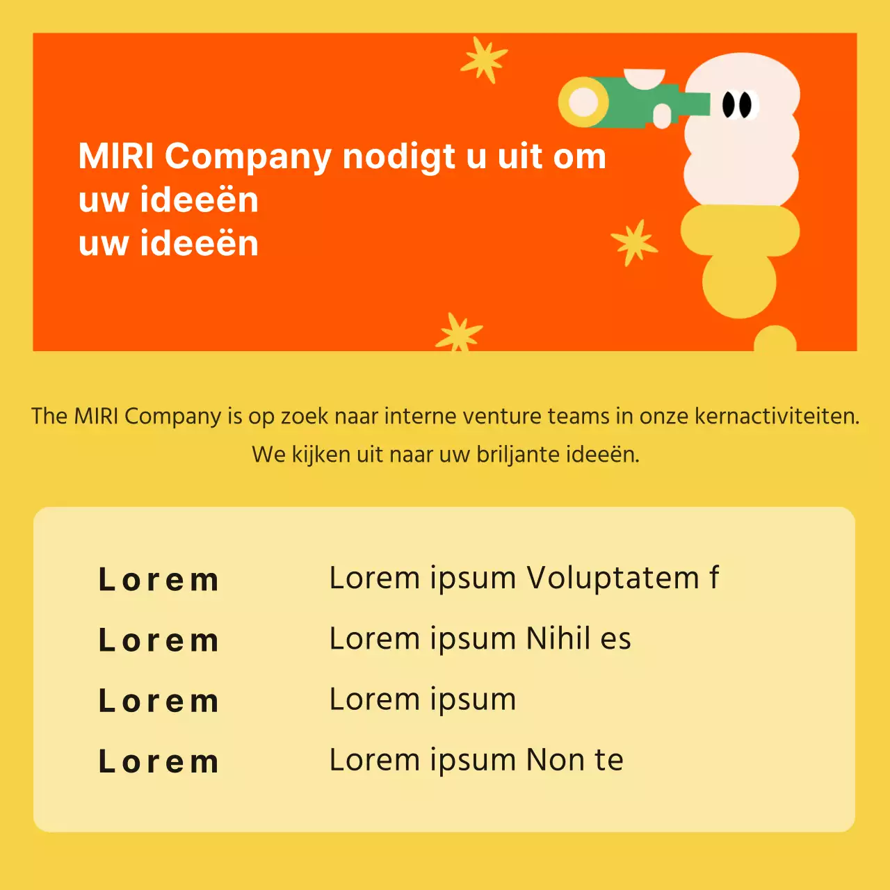 Kitscherige gele en rode bedrijfswerving promoten