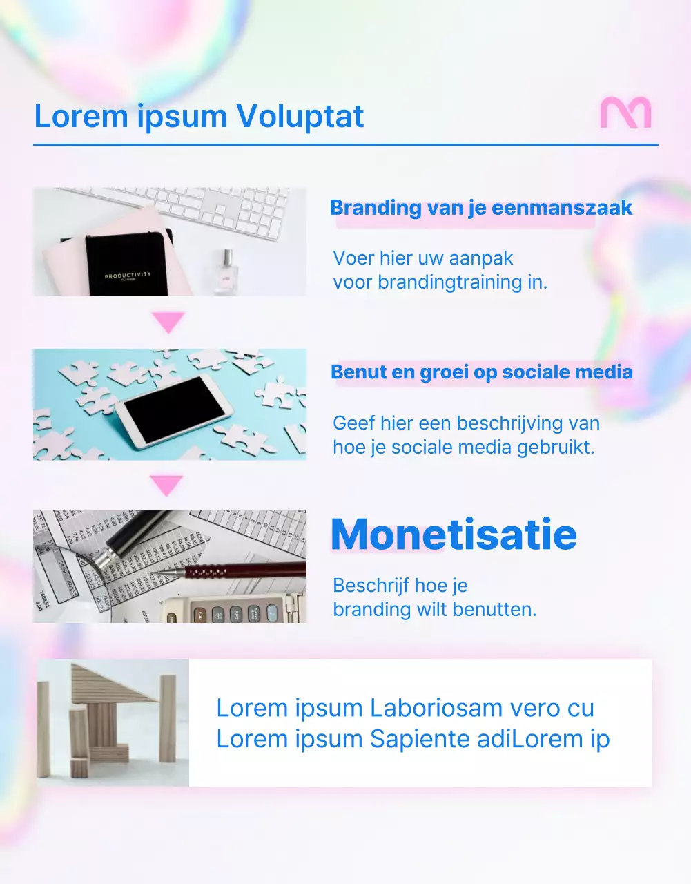 Eenvoudige vacature in roze en blauw