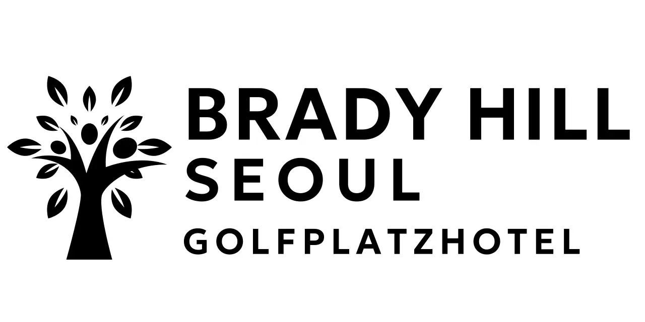 Golfhotel-Markenlogo mit Baum-Illustration