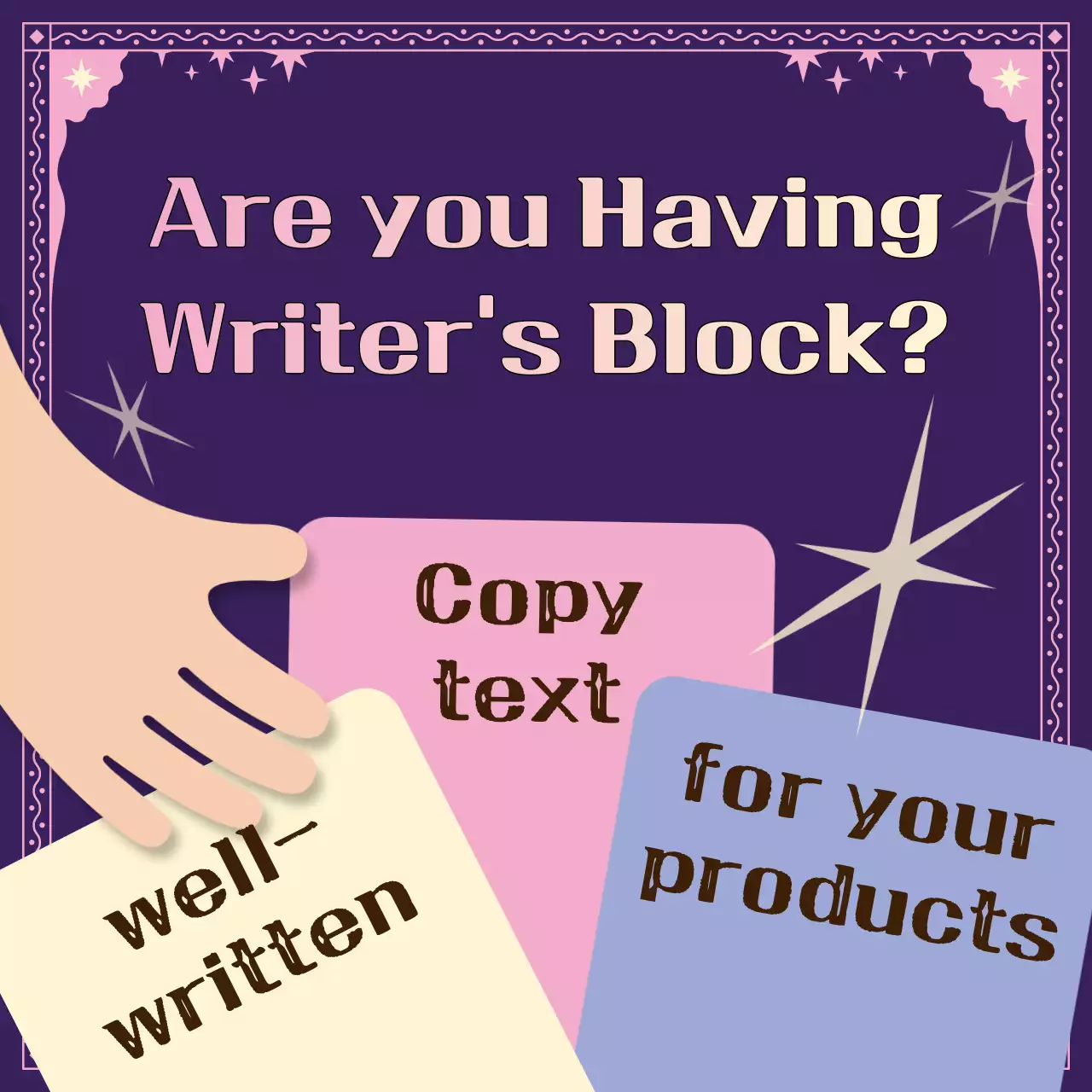 퍼플 레트로 글쓰기 프로모션 소셜 미디어 게시물