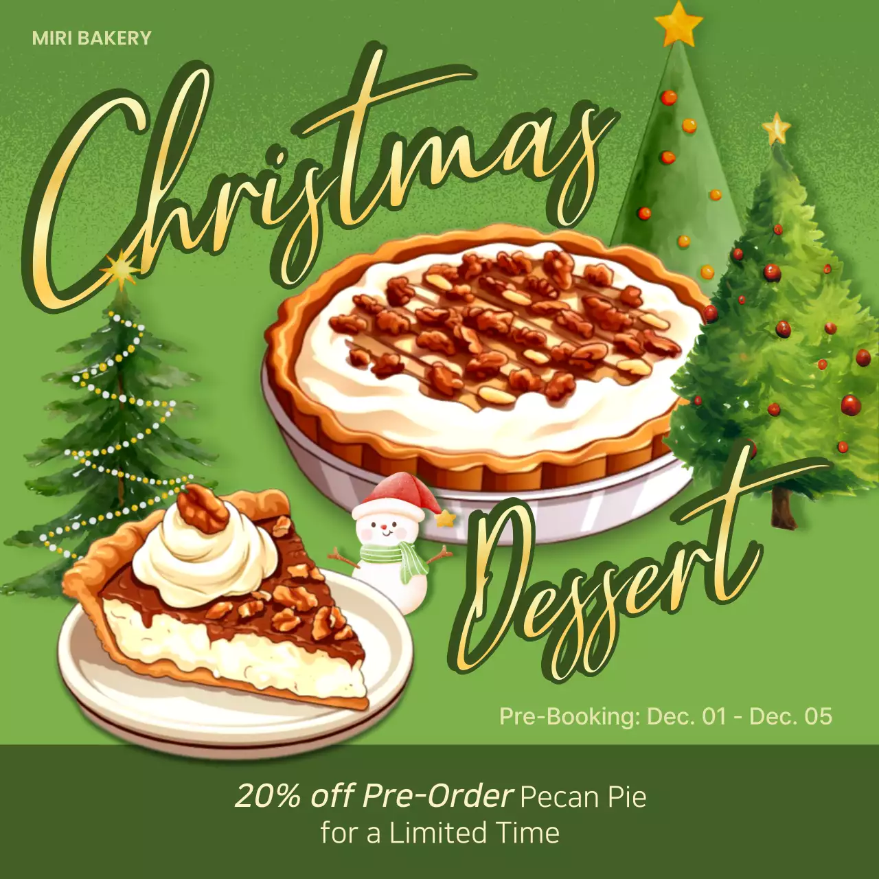 Green Festive Dessert Promotion Social Media Post
