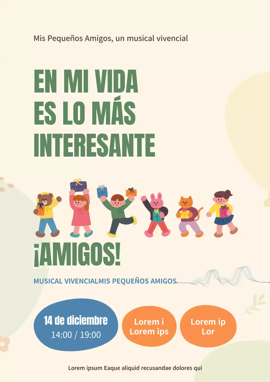 Promociona un musical kitsch sobre fondo amarillo