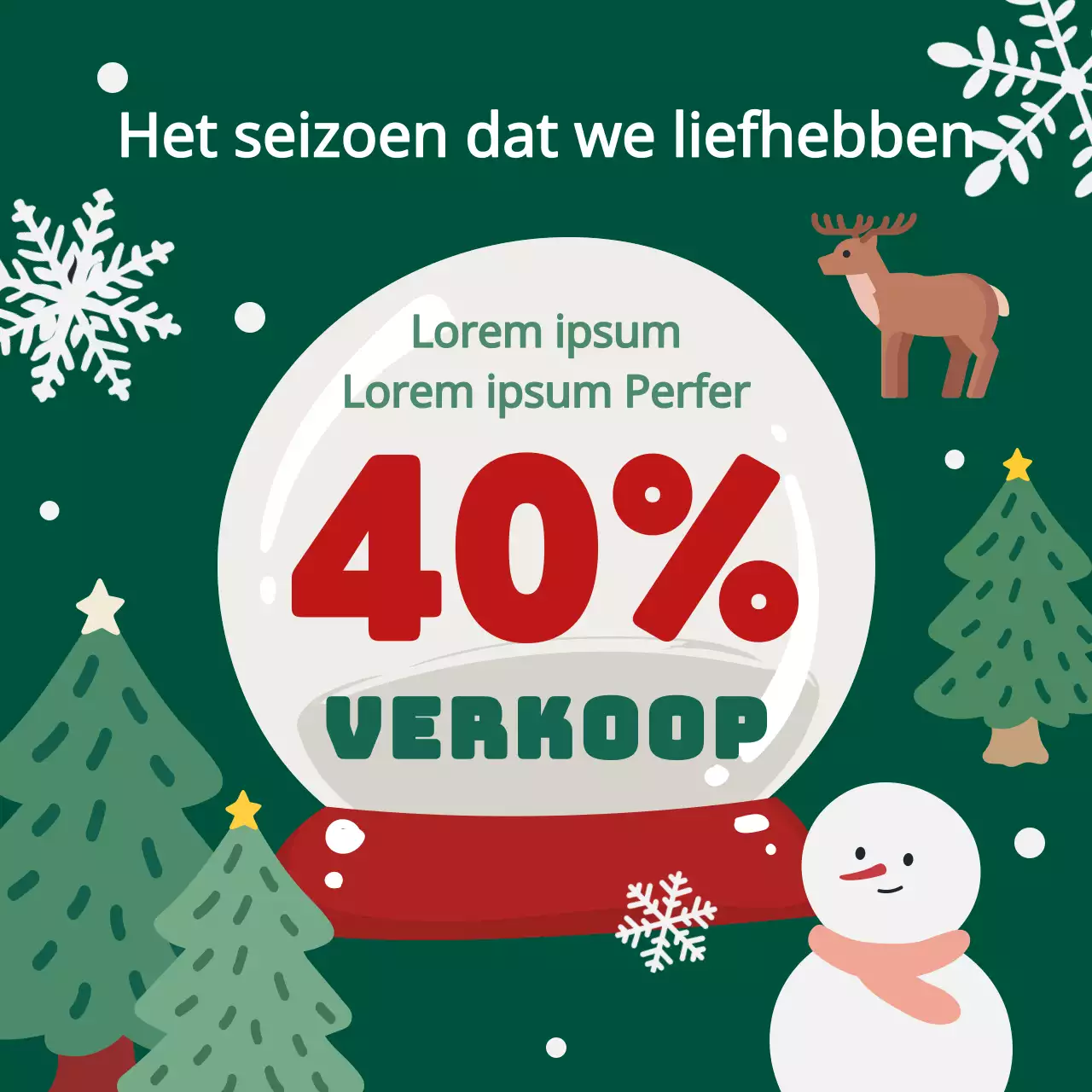 Een leuke winteradvertentie in groen en rood