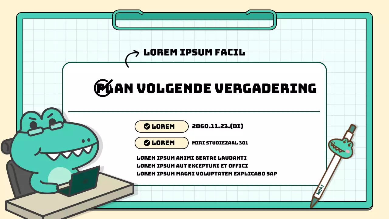 Een eenvoudig verslag van de notulen van de vergadering over de marketingstudie voor munt- en geelsupporters