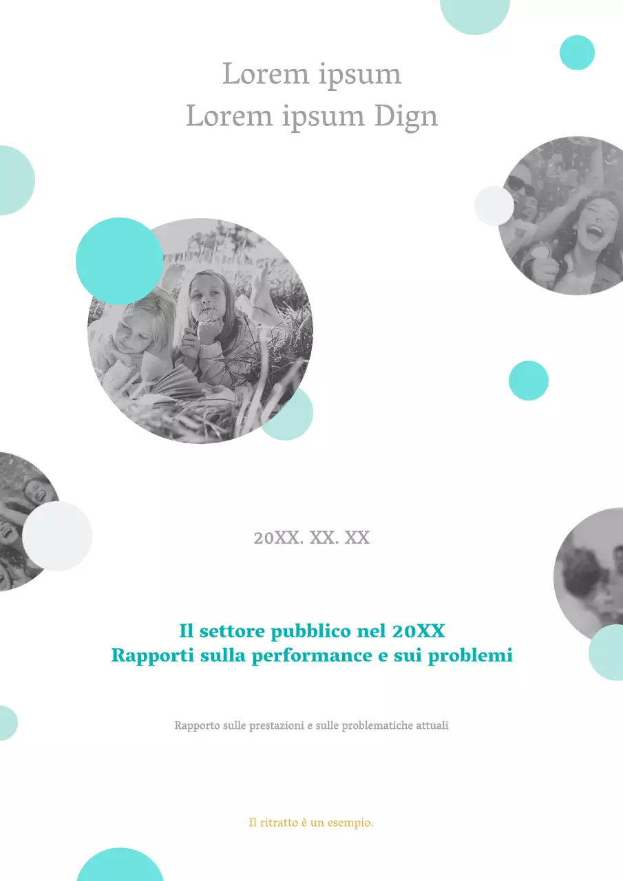 Rapporto minimalista sulle prestazioni del settore pubblico in bianco e nero e menta