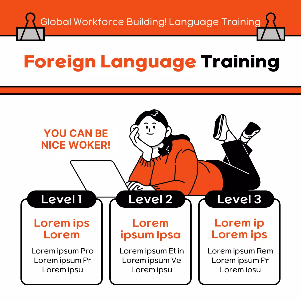 Orange Modern Training Promotion Instagram Carousel