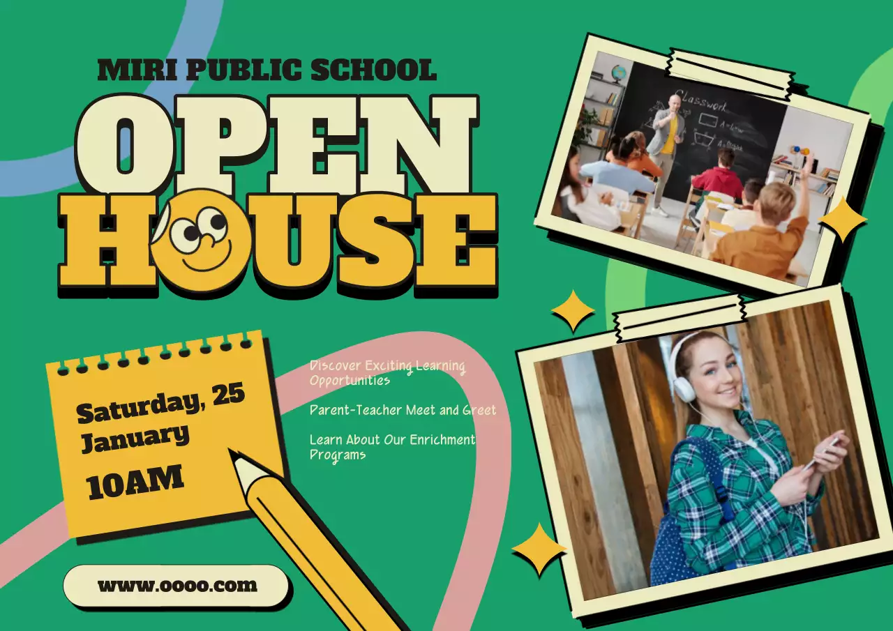 Green Retro School Event Poster