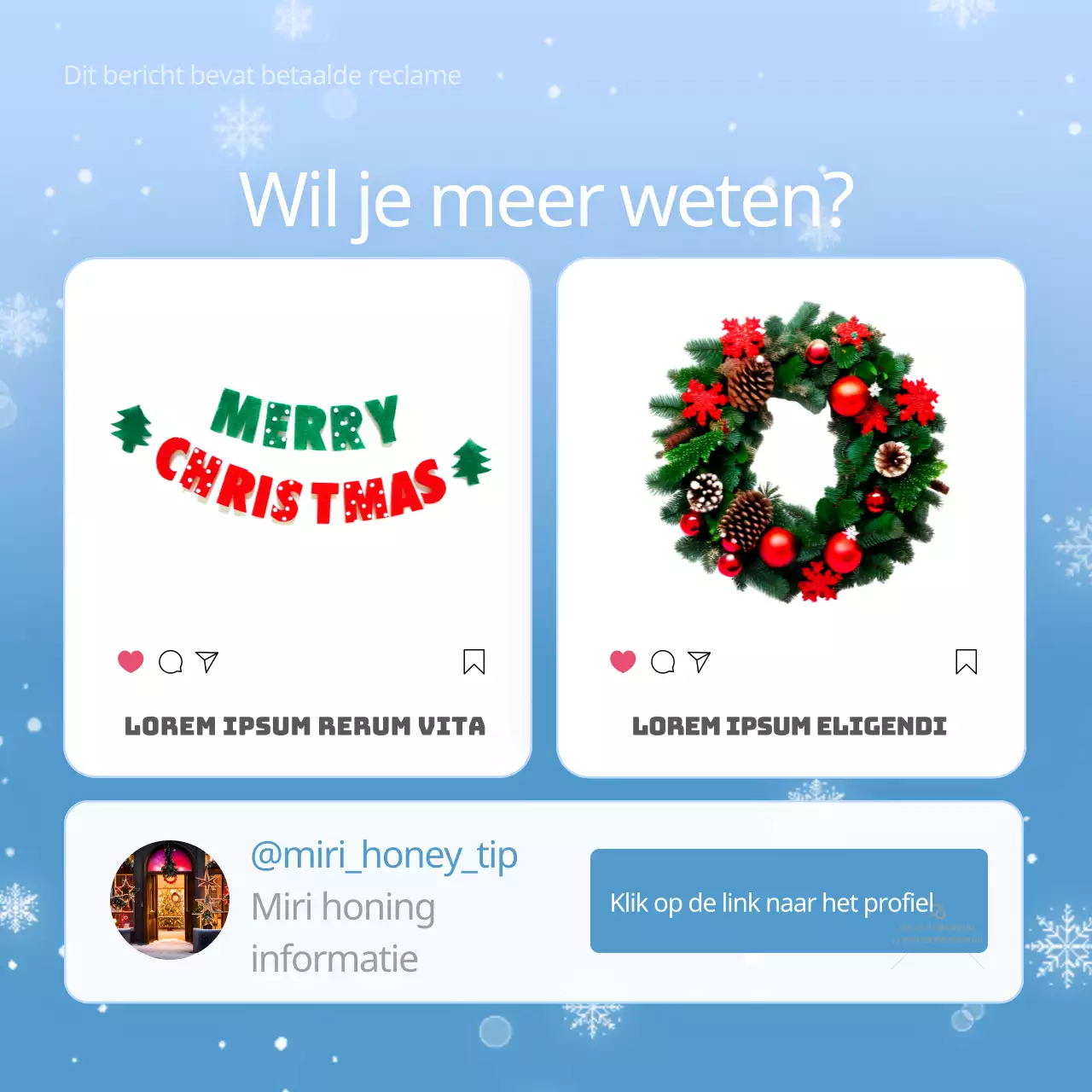 Een natuurlijke virale wintermarketingadvertentie in lichtblauw