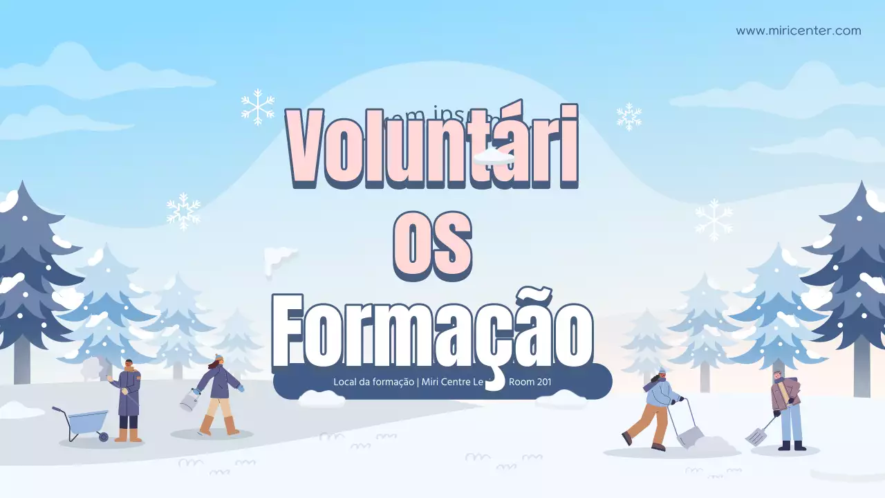 Guia de formação de voluntários para as férias de inverno em azul claro e branco natural