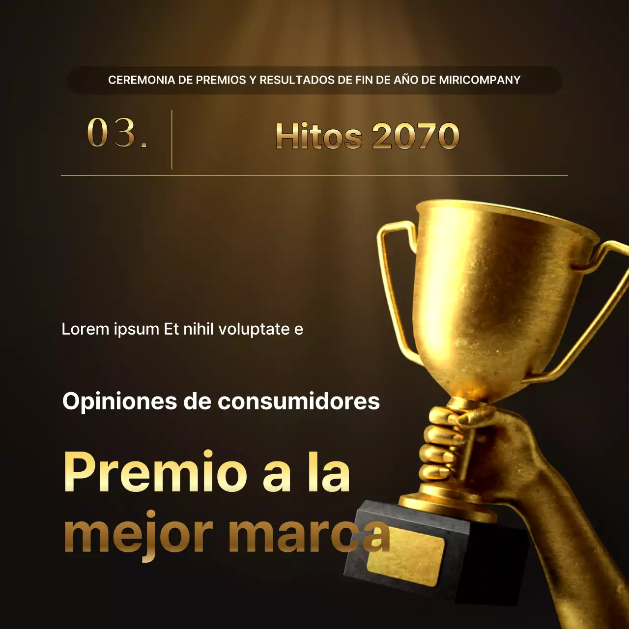 Presentaciones de resultados de lujo en oro y marrón e informes de eventos de fin de año