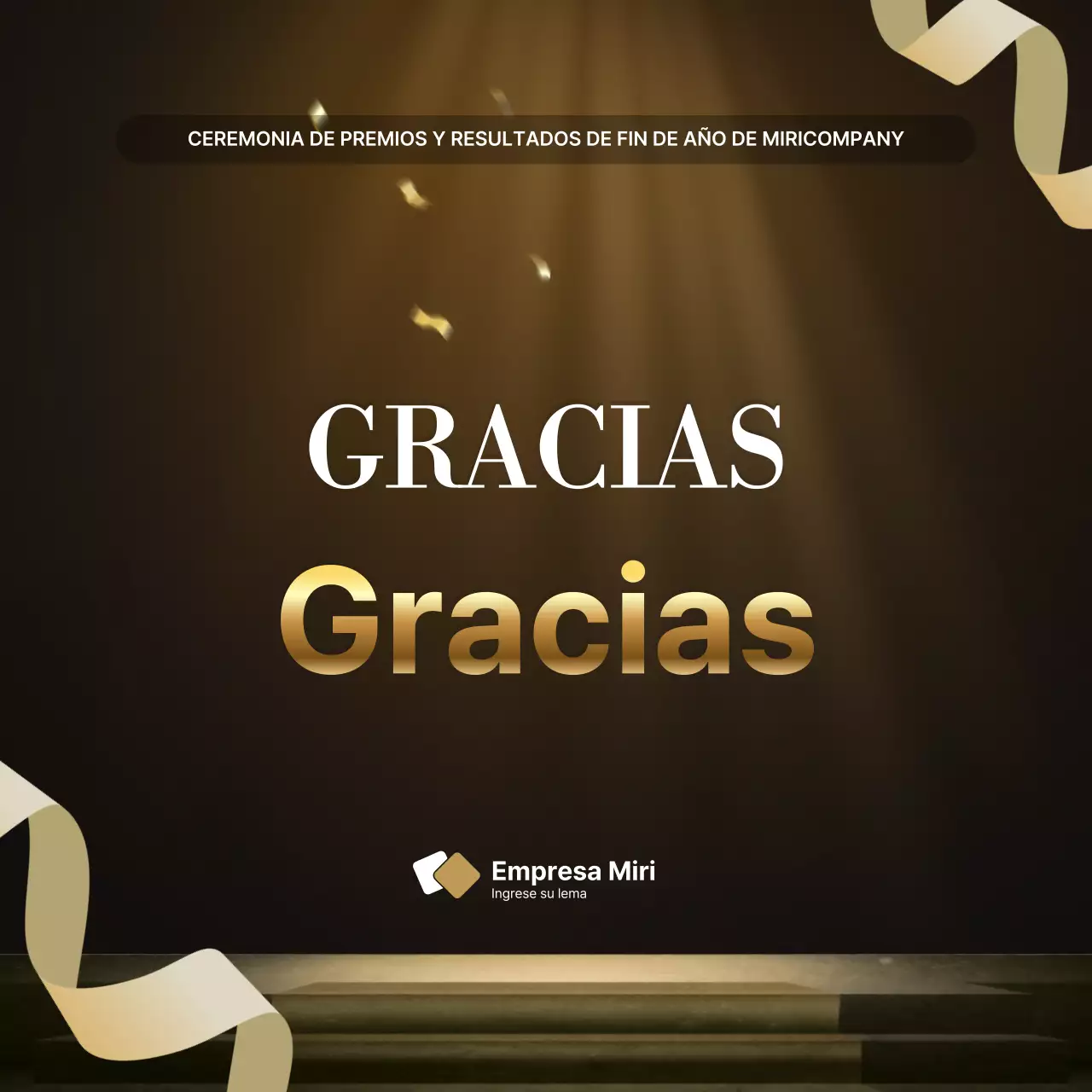 Presentaciones de resultados de lujo en oro y marrón e informes de eventos de fin de año