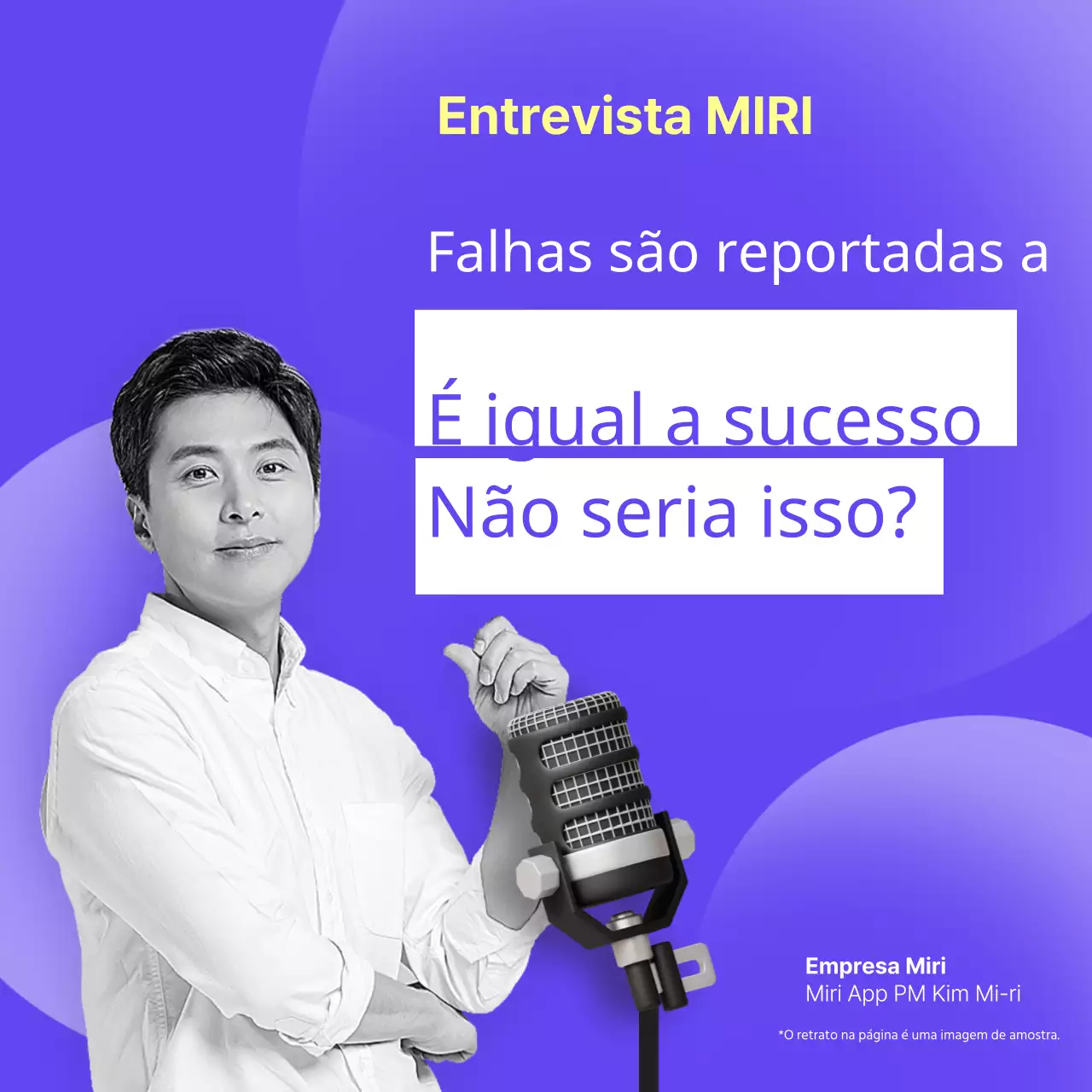 Promover uma entrevista de personalidade empresarial simples em roxo e cor-de-rosa