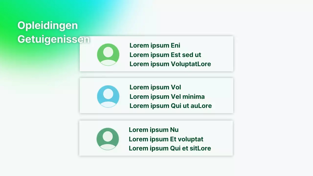 Een eenvoudige portfolio-presentatie voor docenten in groen en lichtblauw