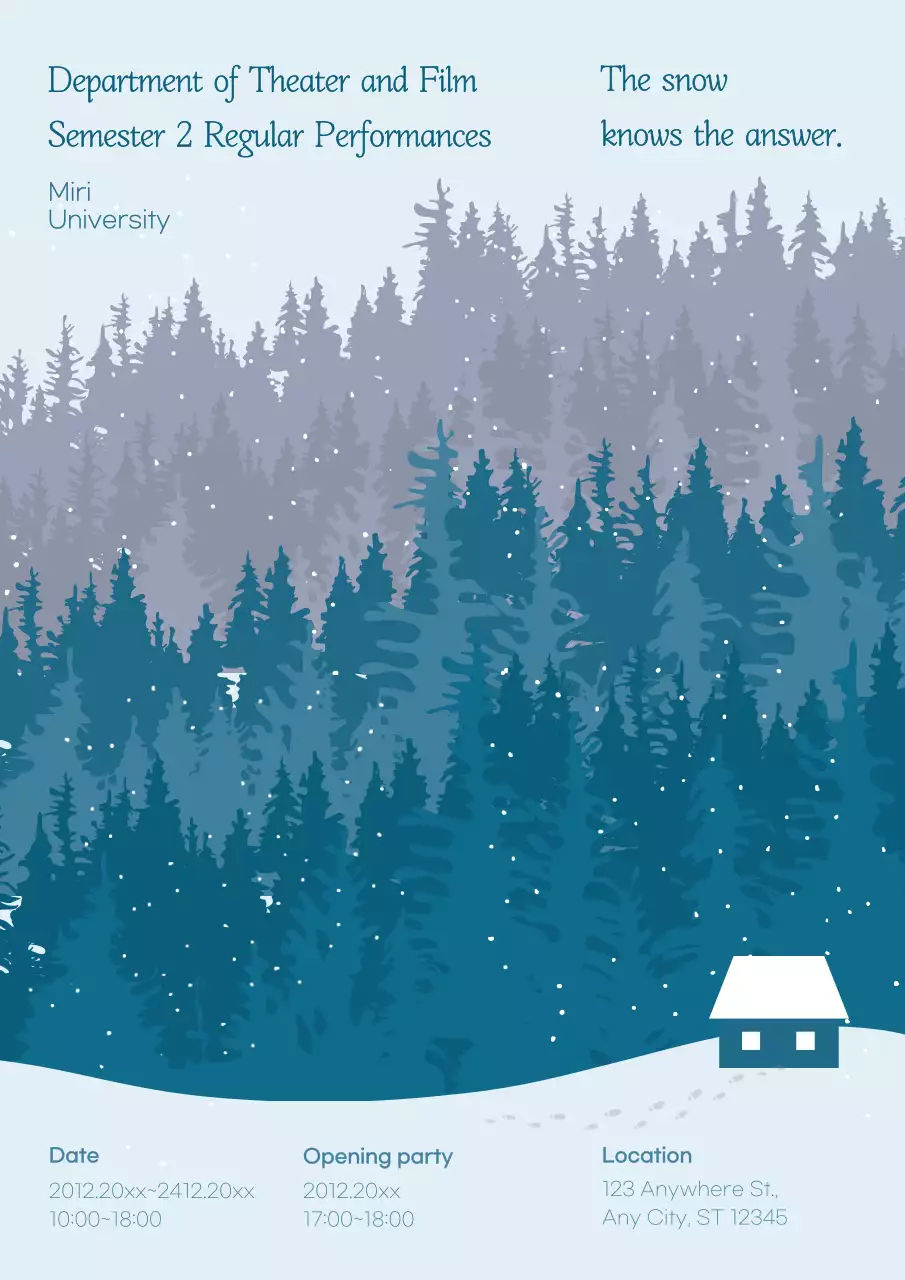 블루 미니멀리스트 극장 이벤트 포스터