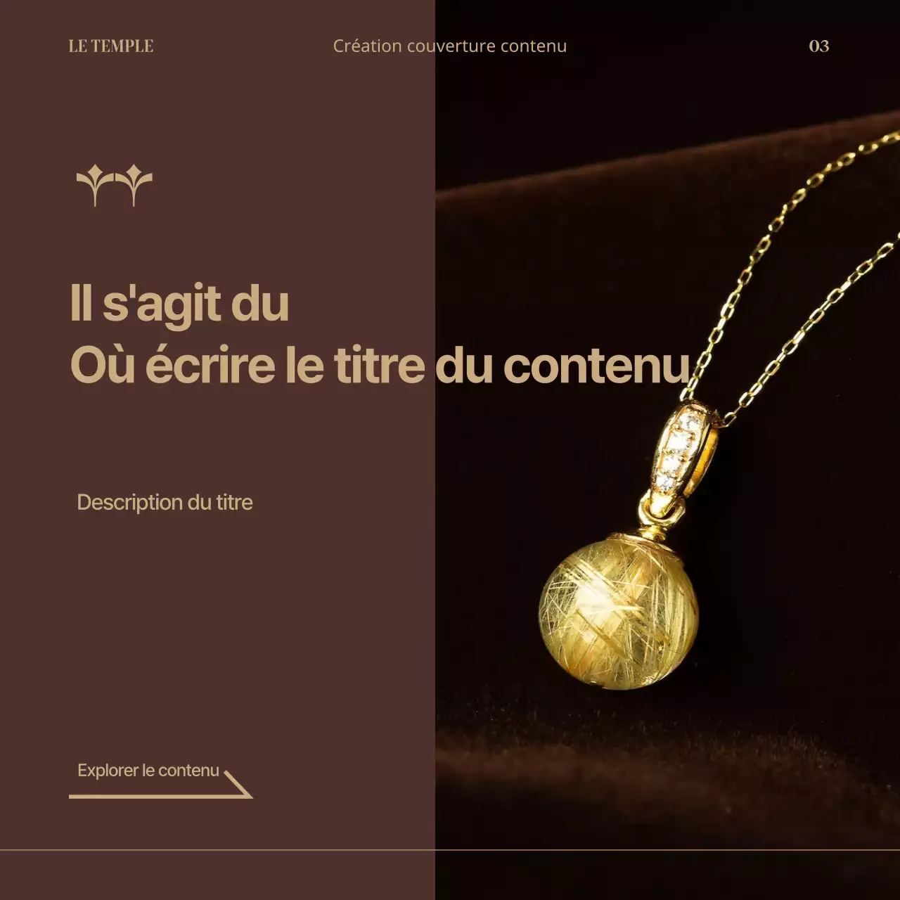 Le post d'une marque de luxe sur le marron avec des accents dorés