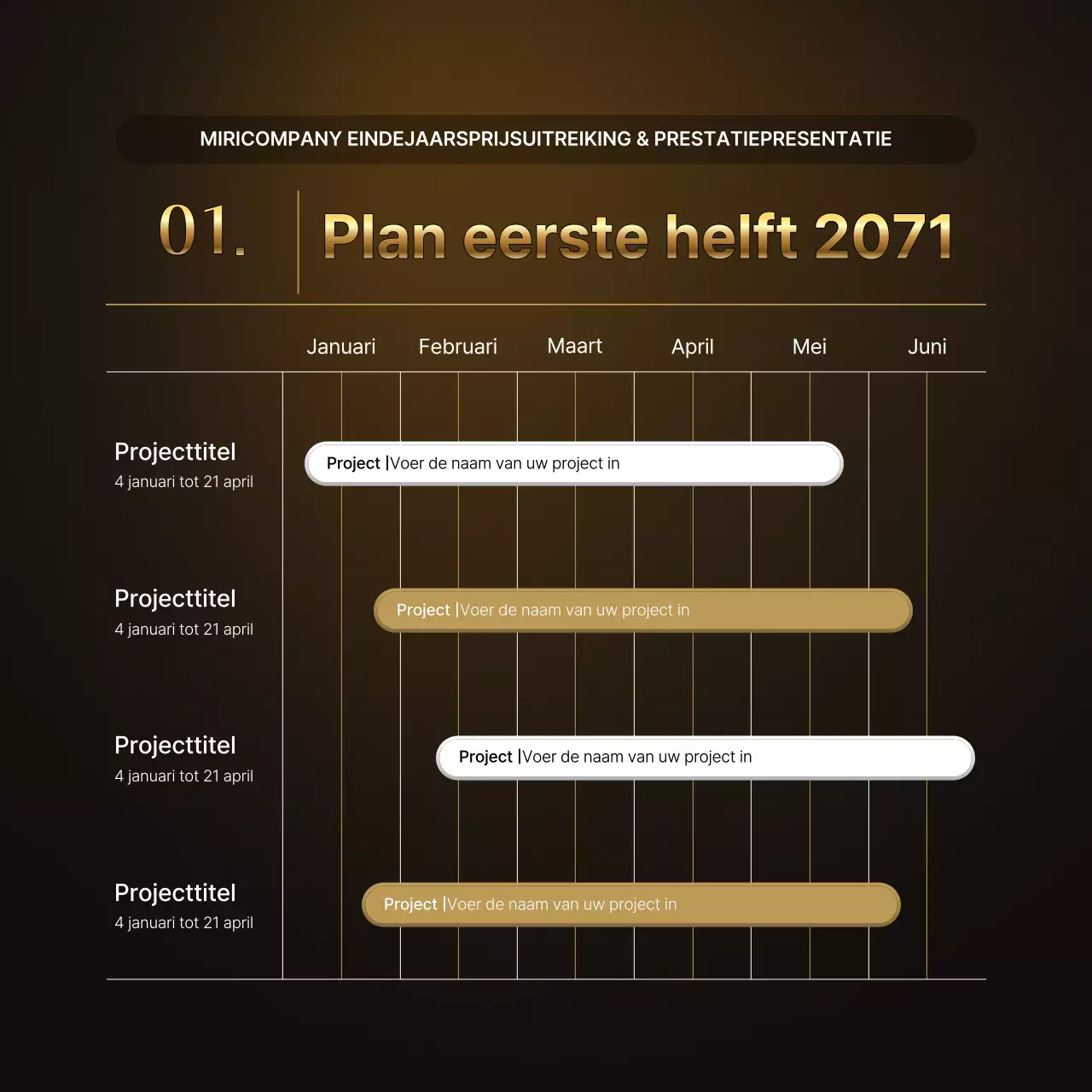 Luxe goud- en bruinpresentaties en eindejaarsverslagen