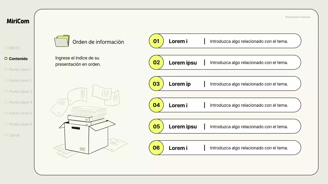 Un sencillo informe comercial en caqui y neón