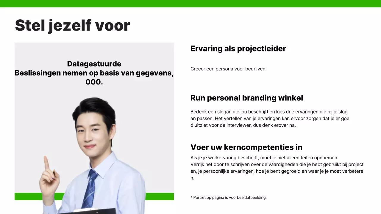 Een eenvoudige loopbaanportefeuille in groen