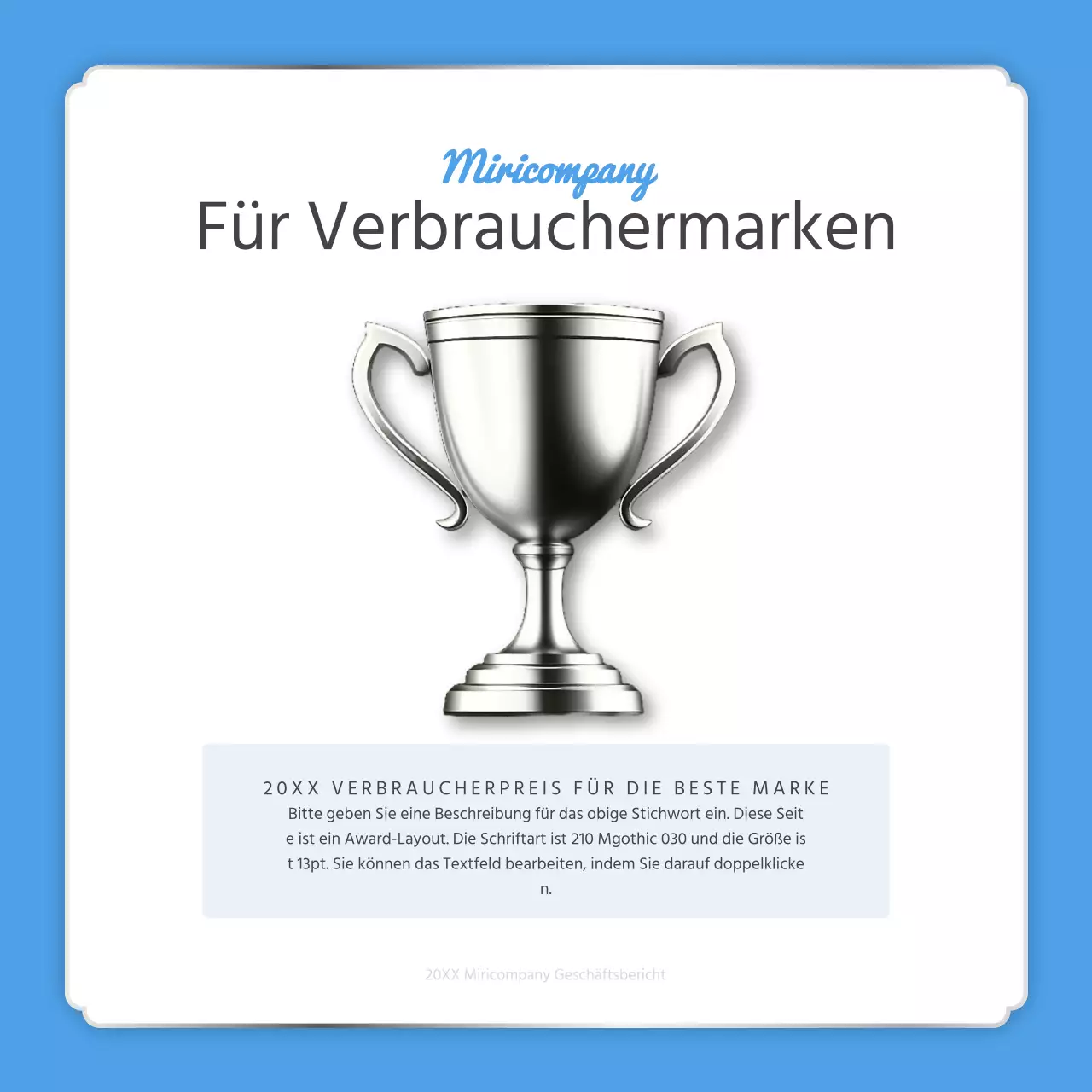 Ein einfacher Jahresendbericht in Hellblau und Weiß