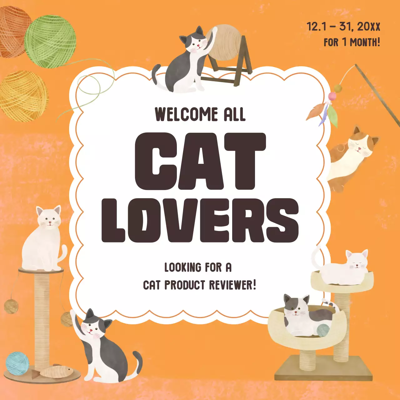 오렌지 레트로 캣 프로모션 소셜 미디어 포스트