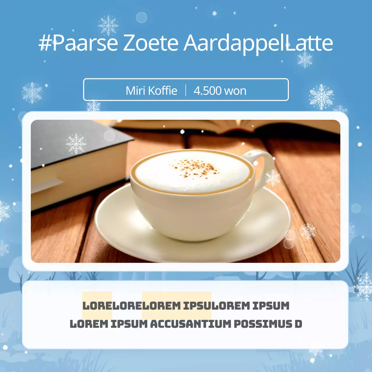 Een natuurlijke virale wintermarketingadvertentie in lichtblauw