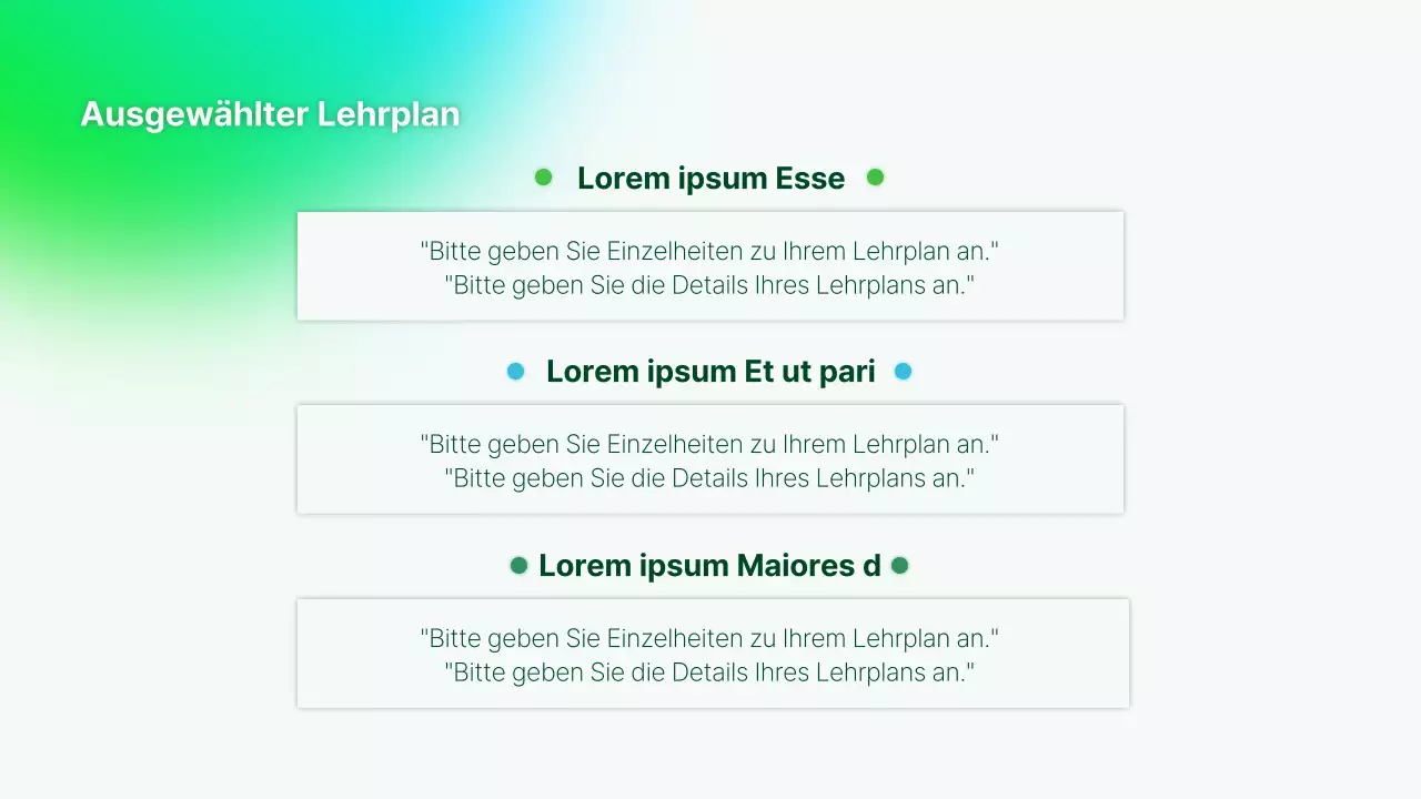 Eine einfache Präsentation der Lehrermappe in Grün und Hellblau