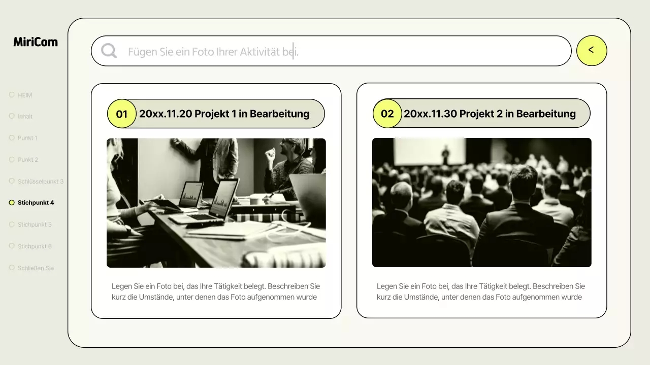 Ein einfacher Geschäftsbericht in Khaki und Neon