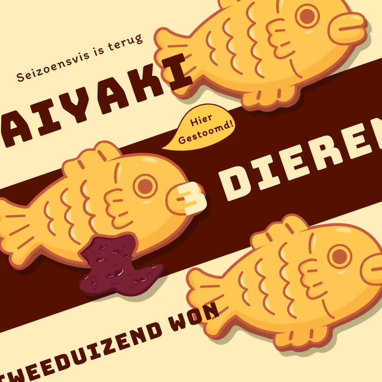 Beleg beige en bruine taiyaki broodjes