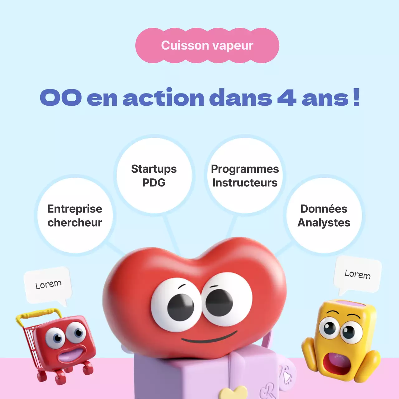 Une palette de couleurs simples, rose et bleu clair, pour présenter le département.