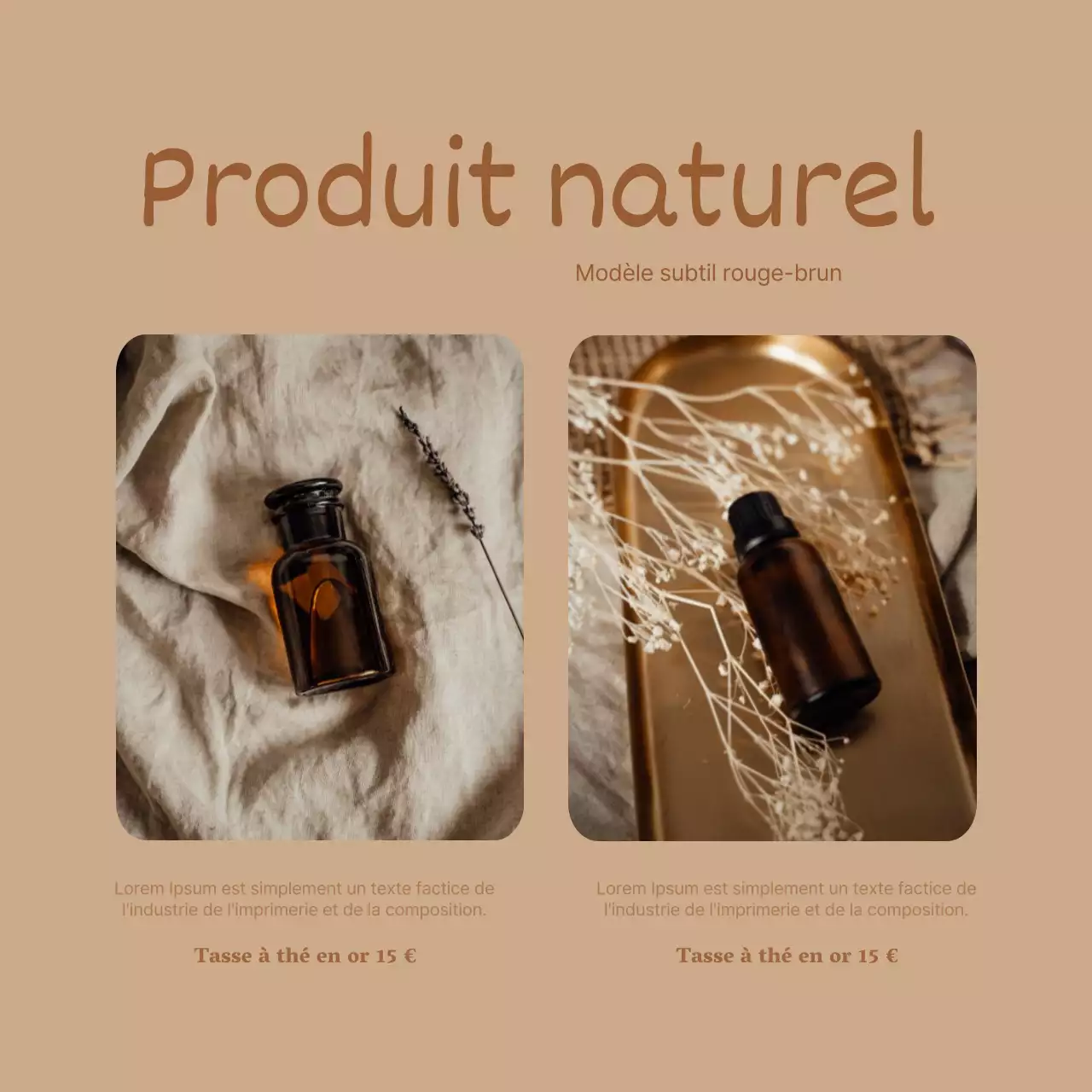 Publicité pour une marque de cosmétiques de luxe en marron et ivoire.