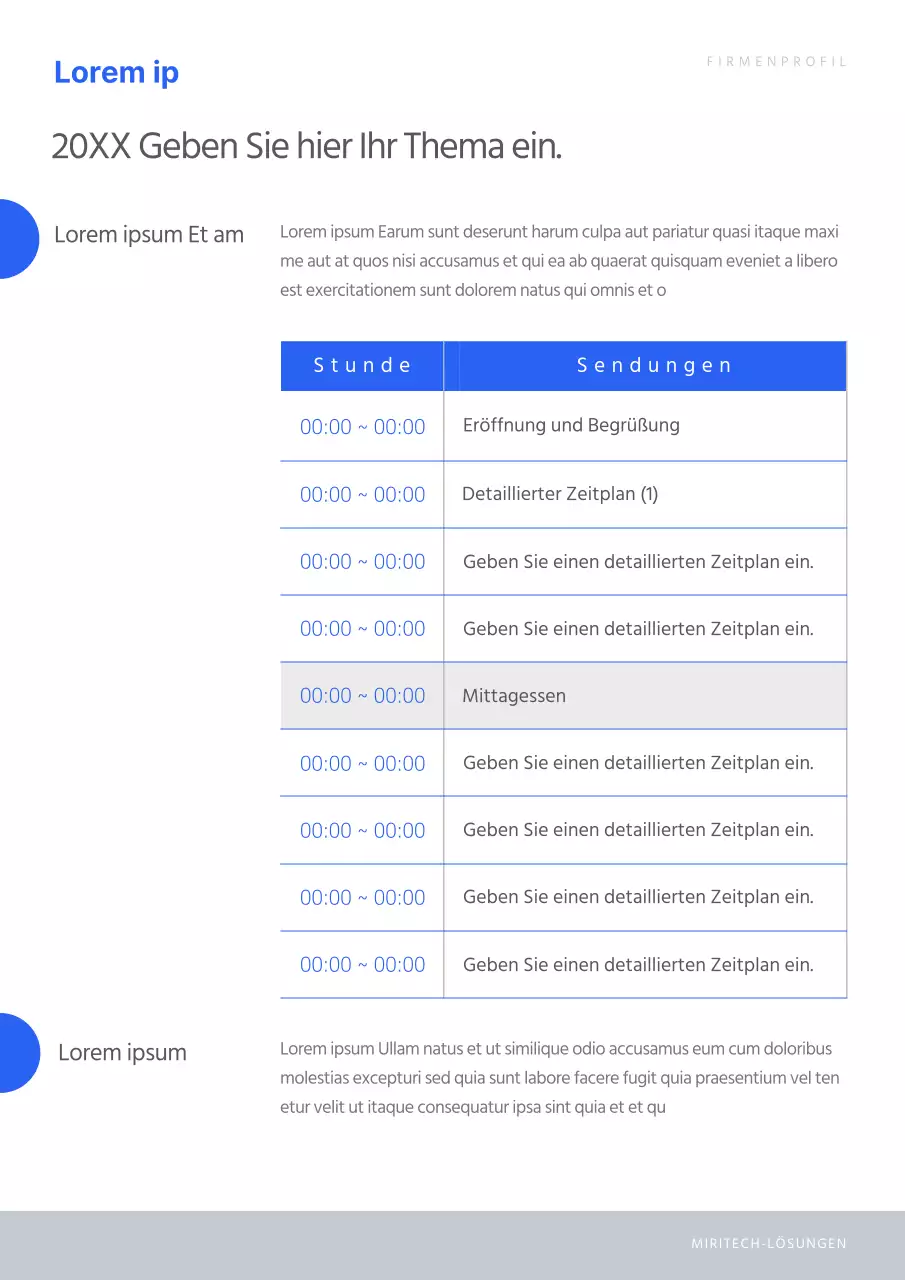 Ein moderner Firmenbrief in Blau und Schwarz
