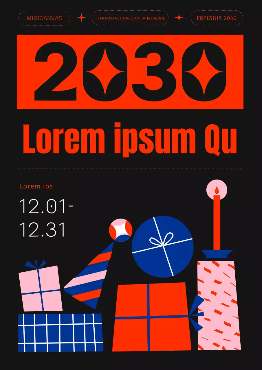 Geometrische rot-schwarze Werbeanzeige für ein Weihnachtsgeschenk