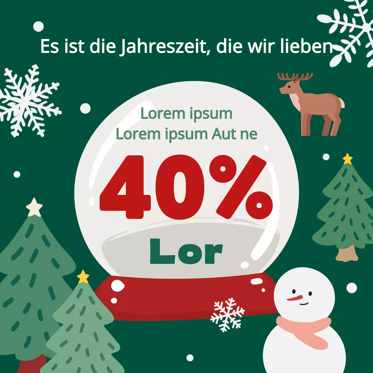 Eine hübsche Winterschlussverkaufsanzeige in Grün und Rot