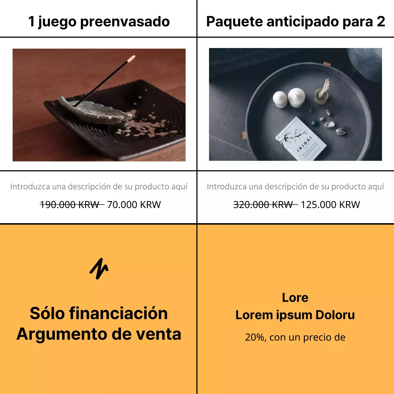 Propuesta minimalista de financiación de incentivos en amarillo y azul claro