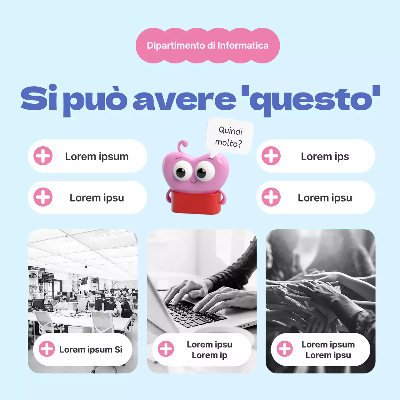 Una semplice combinazione di colori rosa e azzurro per introdurre il reparto.