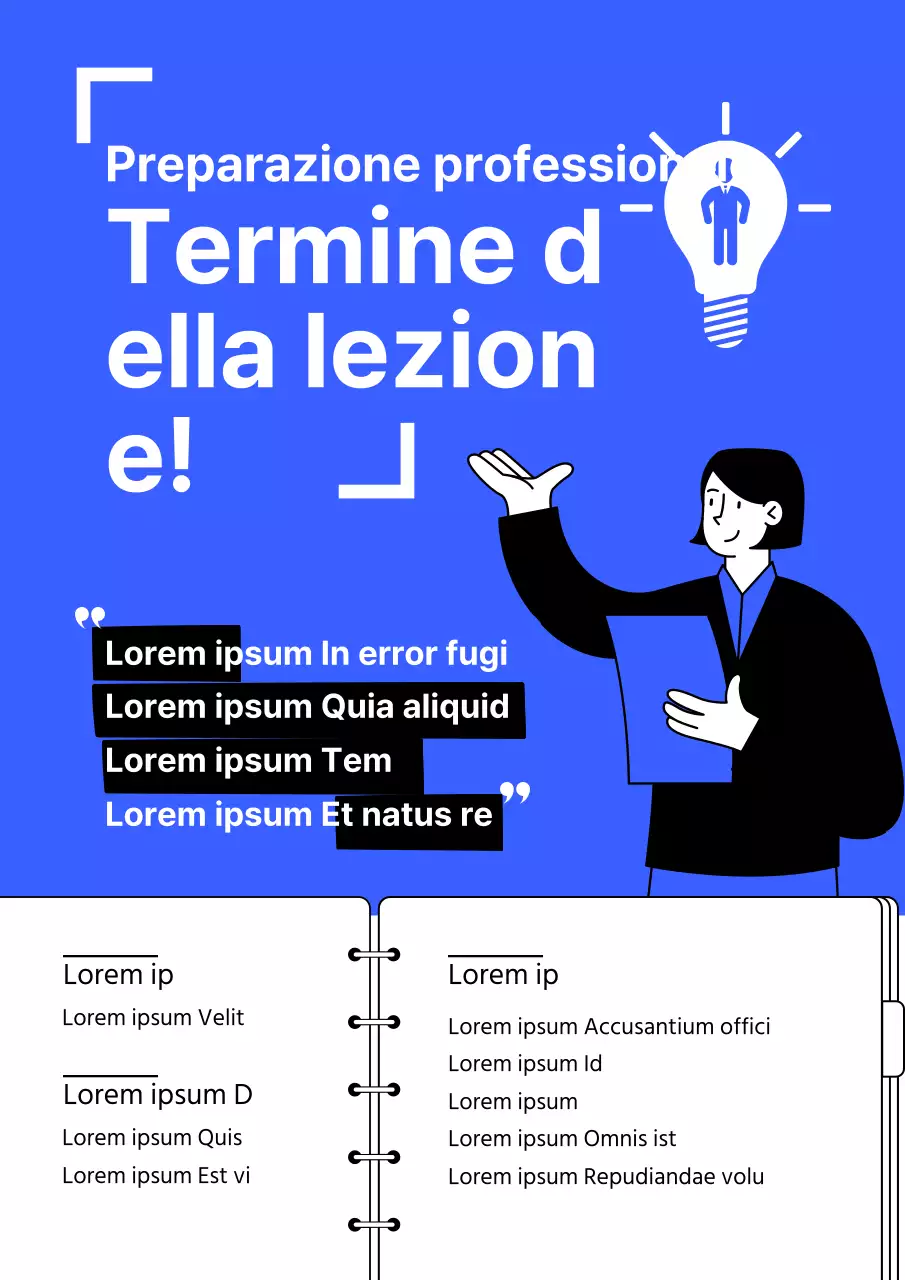 Guida alle lezioni di preparazione al lavoro minimalista in bianco e blu