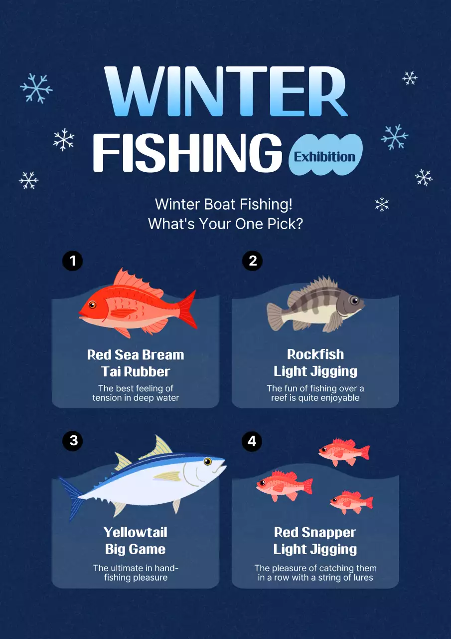 블루 모던 낚시 전시회 포스터