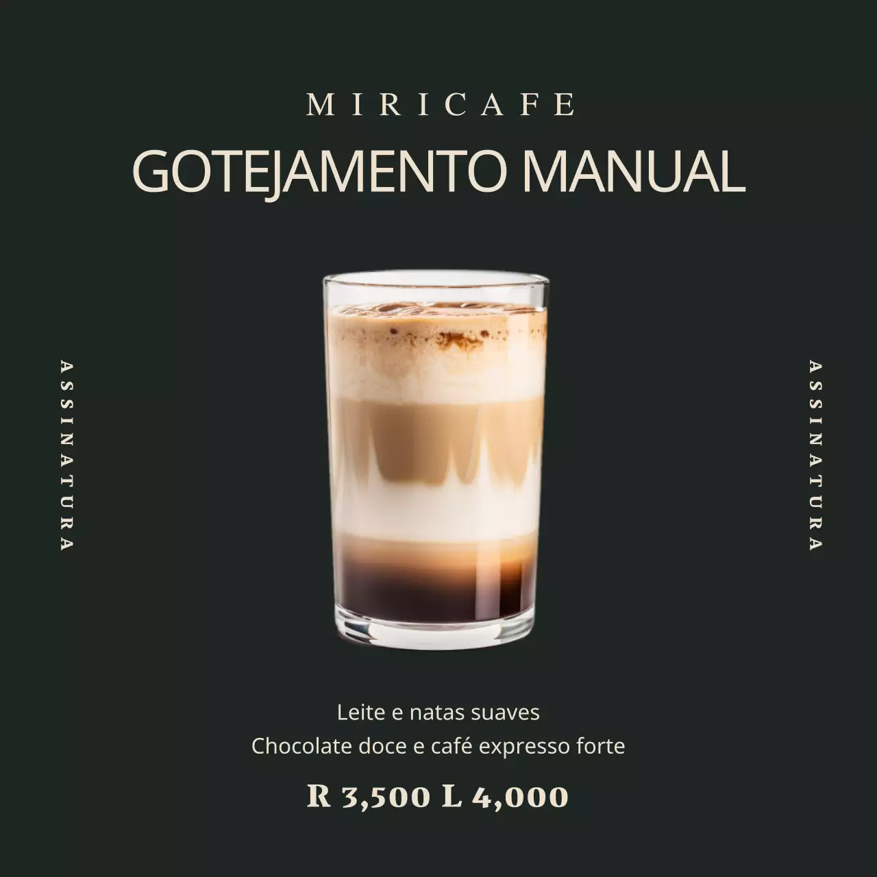 Um anúncio simples de marca de café em verde e marfim