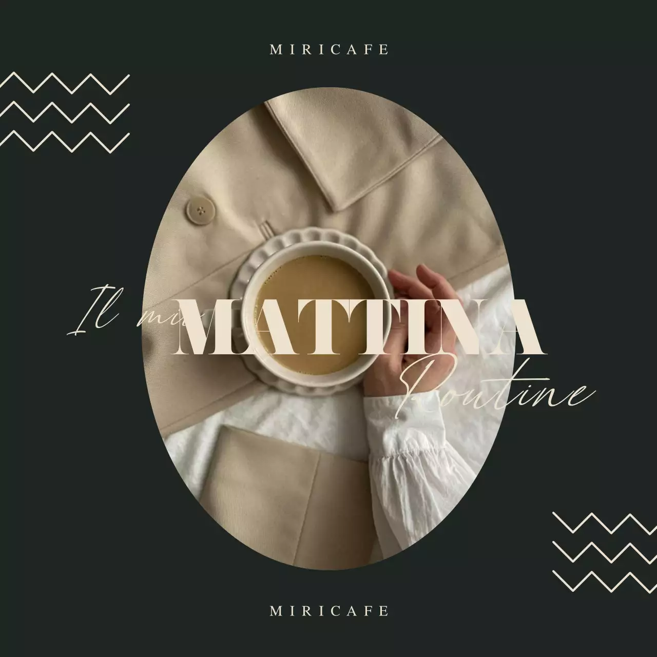 Un semplice annuncio di marca di un caffè in verde e avorio