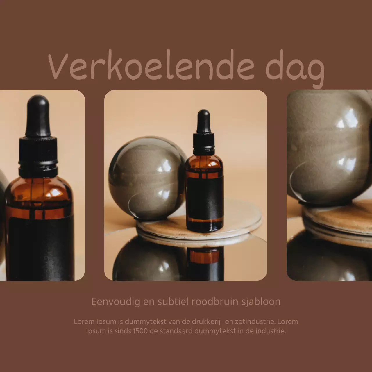 Reclame voor een luxe cosmeticamerk in bruin en ivoor.
