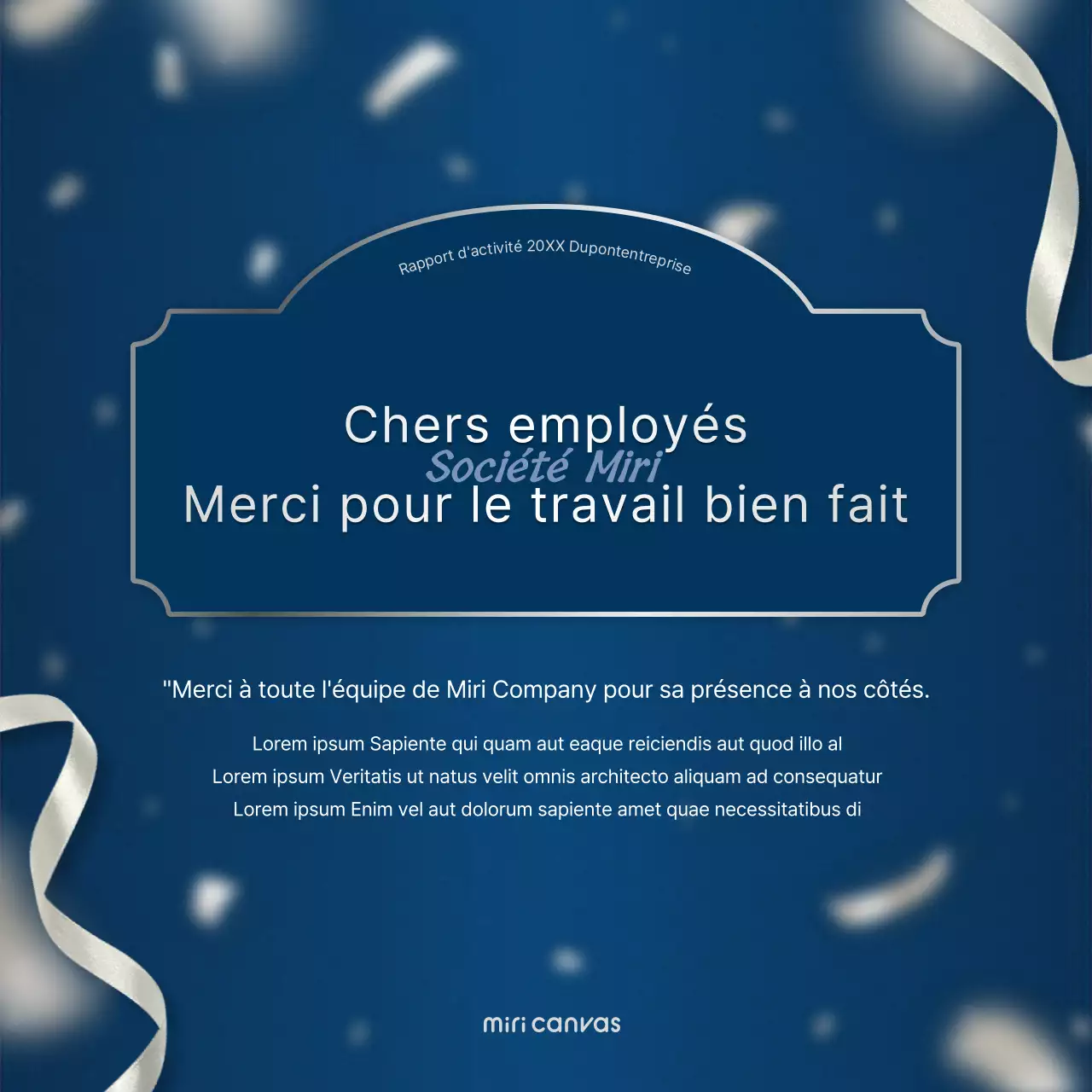 Un luxueux poste de rapport de performance de fin d'année en bleu marine et en argent