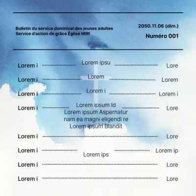Guide des bulletins de culte modernes en bleu et blanc