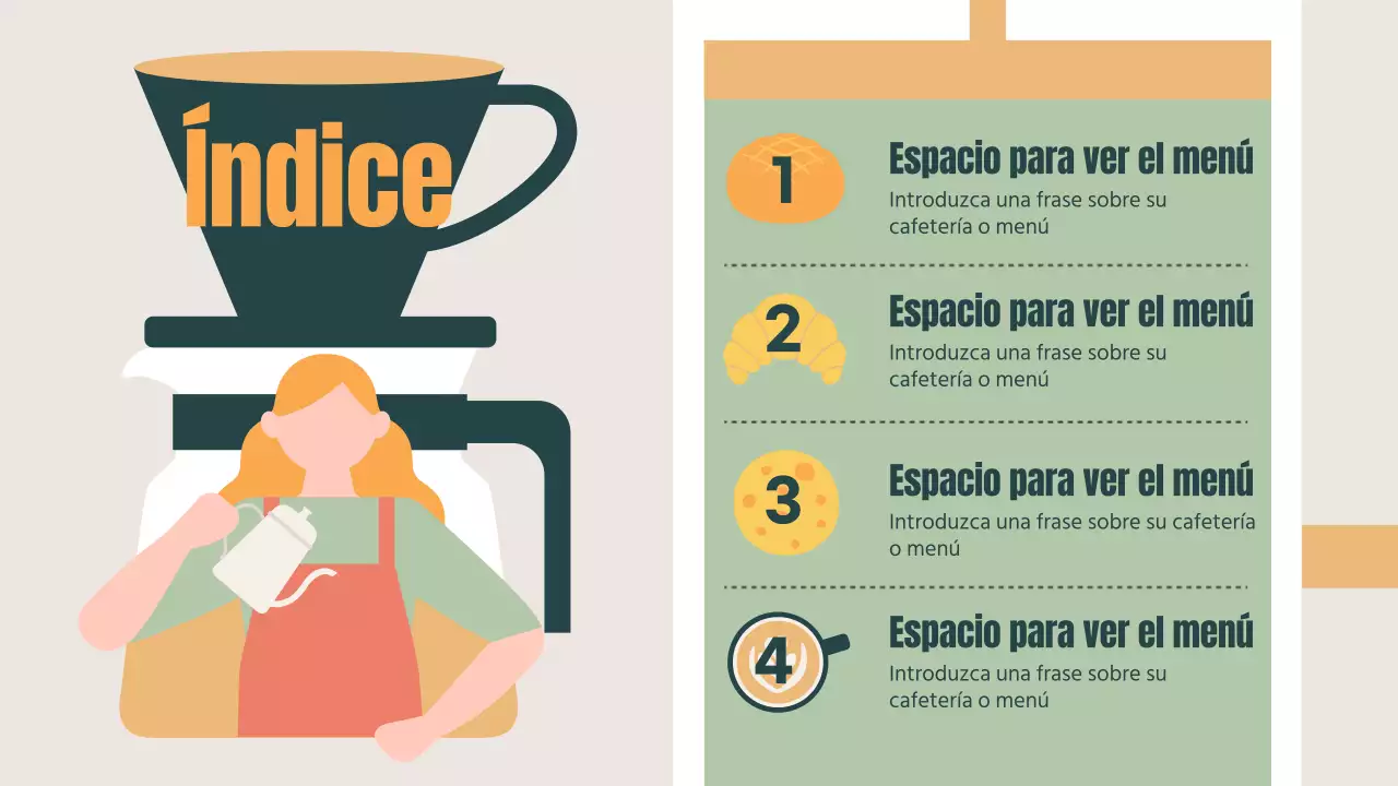 Promocione su cafetería con un toque de color caqui y naranja