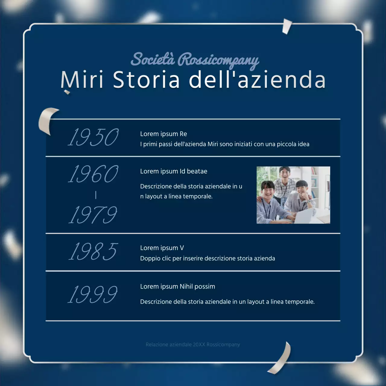 Una lussuosa cartolina di fine anno in blu marino e argento