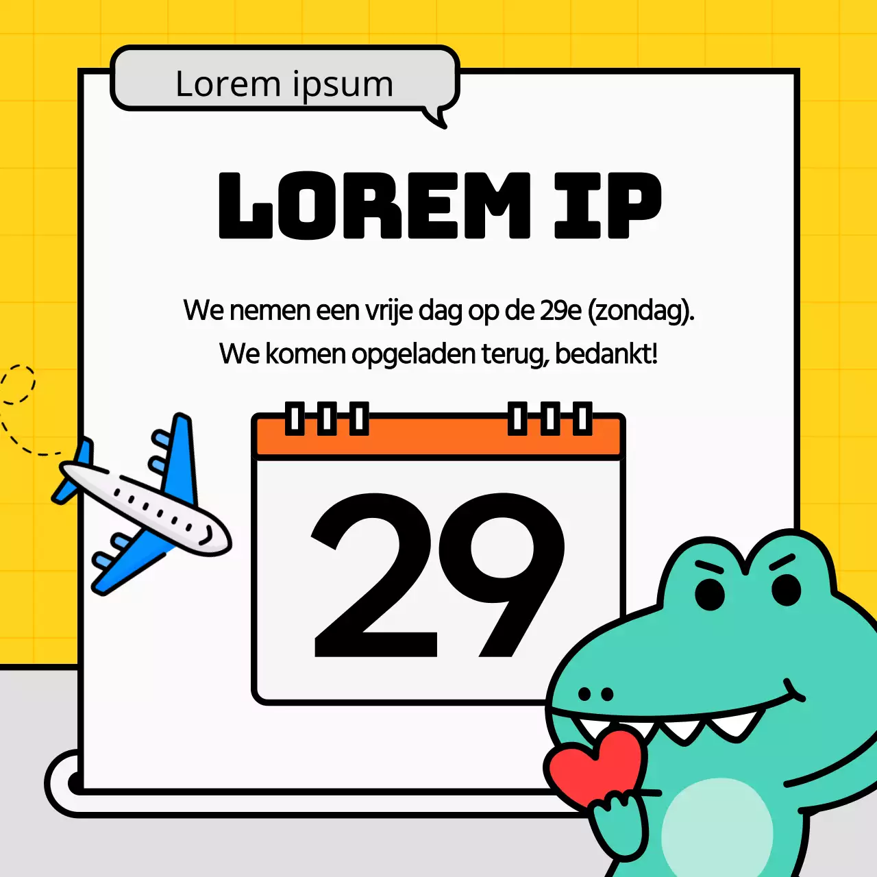 Kitscherige oranje sociale media-aankondigingen voor kleine bedrijven