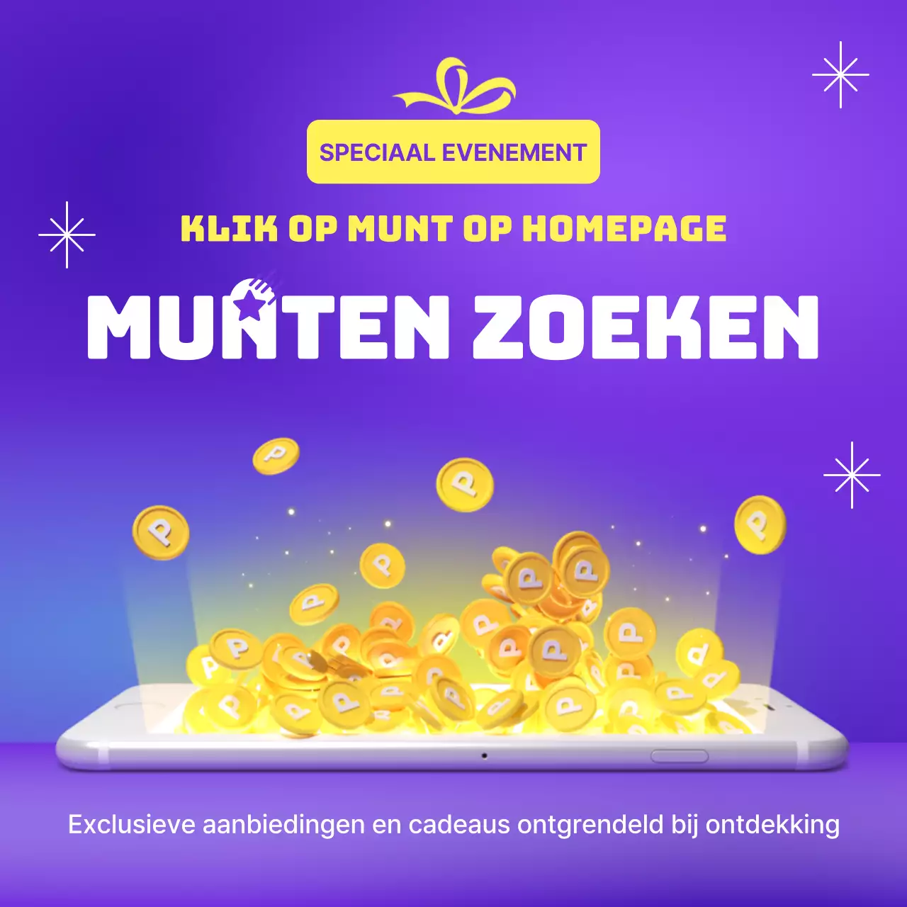 Promoot een eenvoudig paars en geel volgevenement