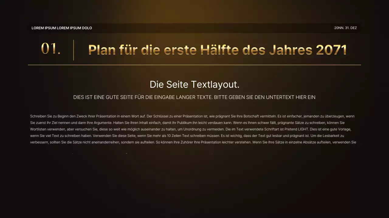 Eine luxuriöse Leistungspräsentation in Gold und Braun und ein Veranstaltungsbericht zum Jahresende