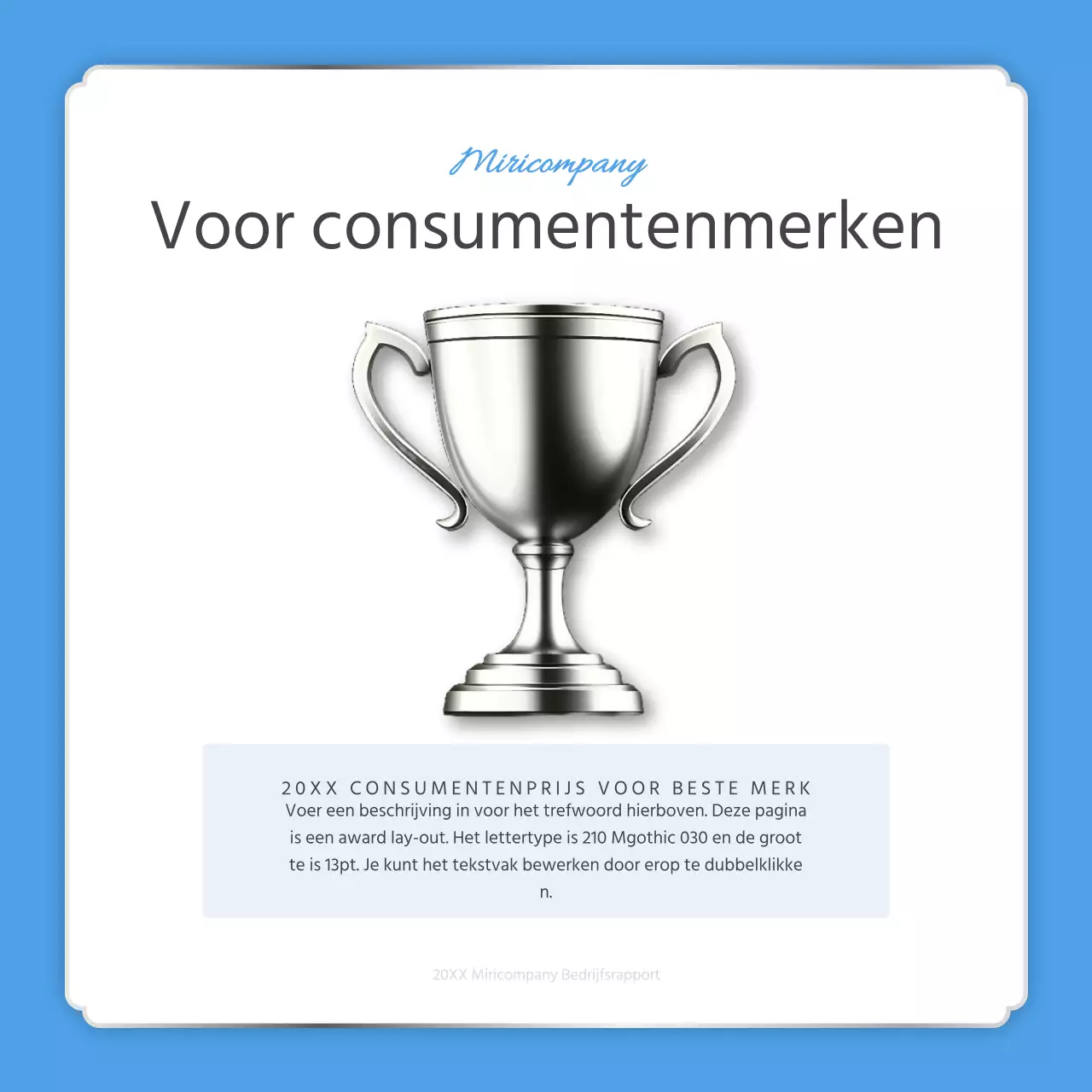 Een eenvoudige eindejaarsrapportage in lichtblauw en wit