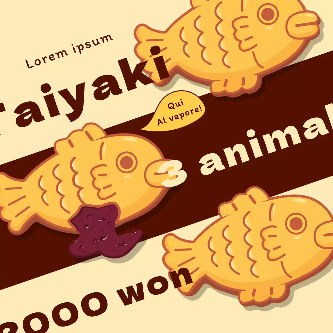 Promuovere panini taiyaki beige e marroni