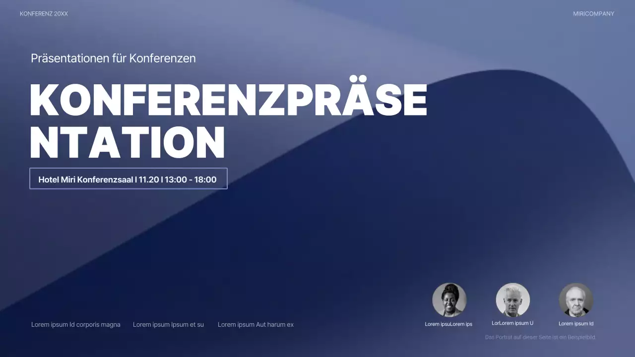 Eine moderne Konferenzpräsentation in Marineblau